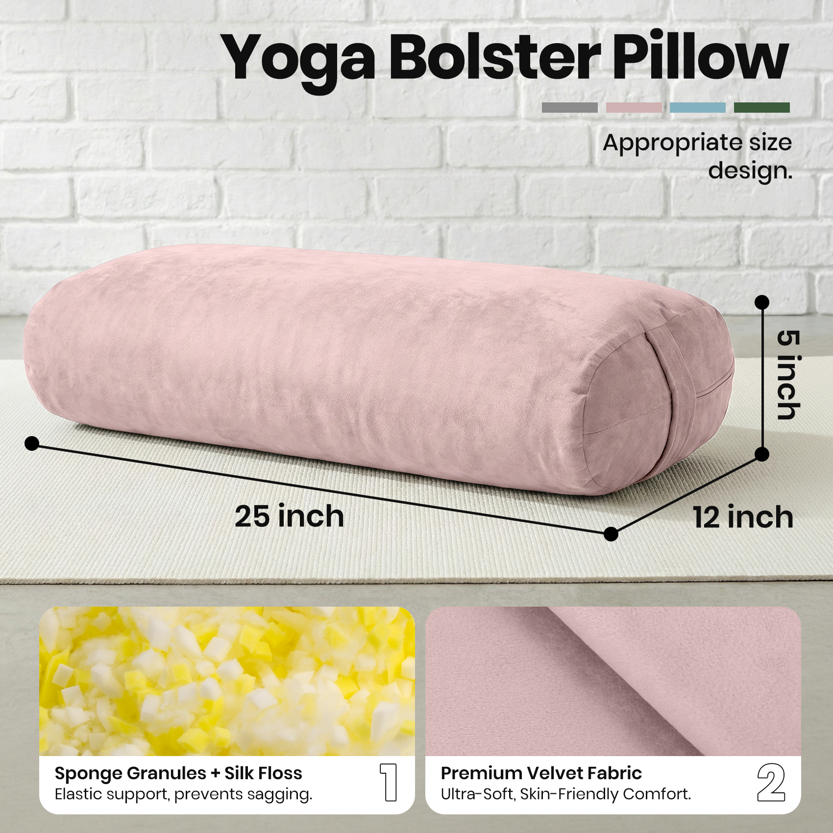 Yoga Bolster Pillow Pink Round - Pilates Yin Yoga review and price