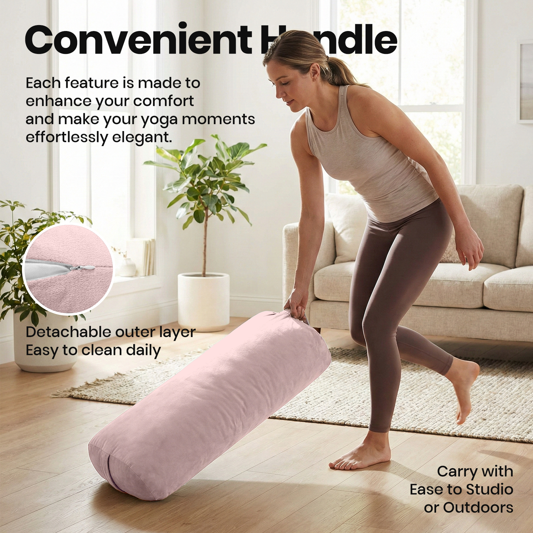 Yoga Bolster Pillow Pink Round - Pilates Yin Yoga review and price