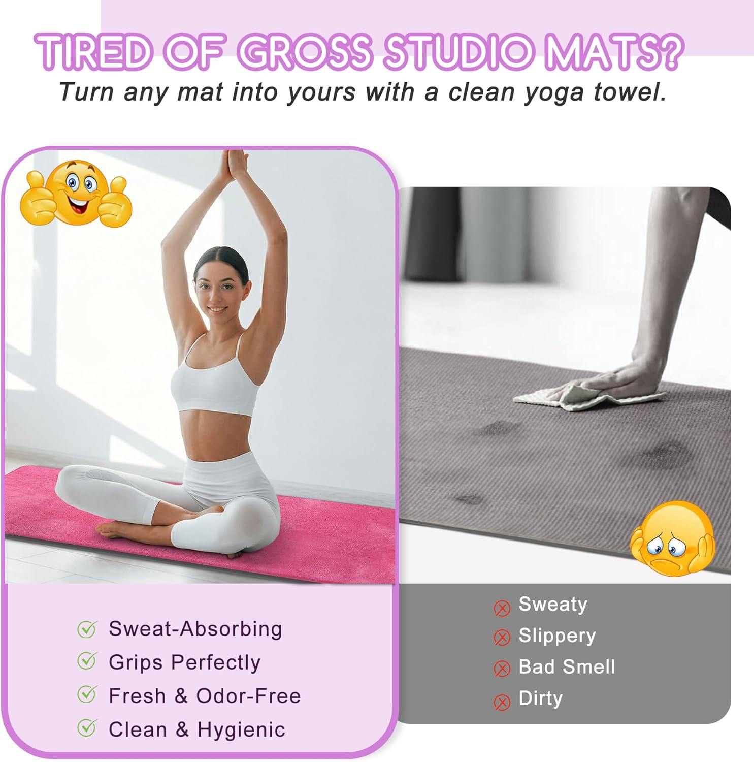 Yoga Mat Towel, Extra Thick 60 - Mat Pilates Yoga review and price
