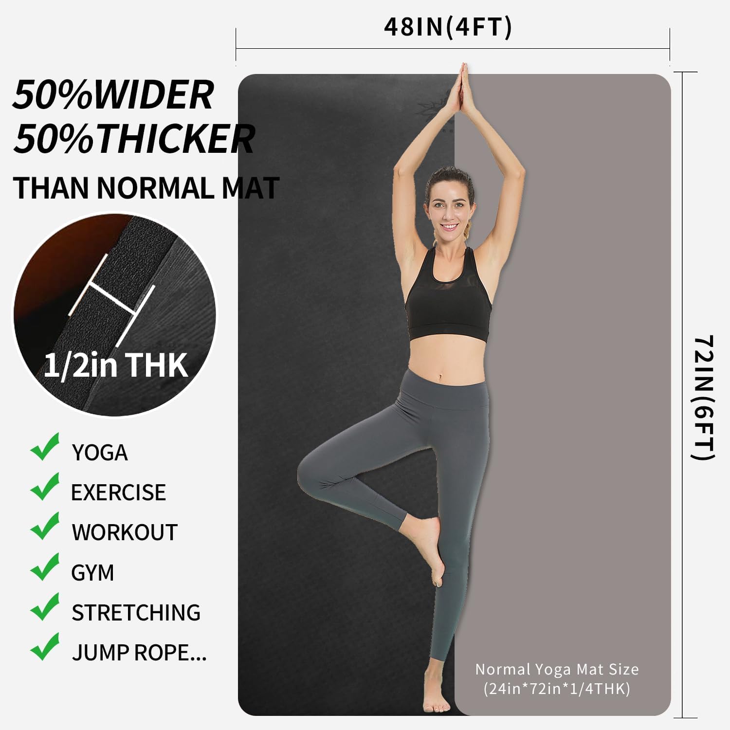 Extra Thick TPE Yoga Mat 6'x4' - Mat Pilates Yoga review and price